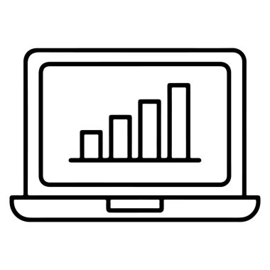 Artan değerlere sahip bir çubuk grafiğini gösteren basit bir dizüstü bilgisayar çizimi.