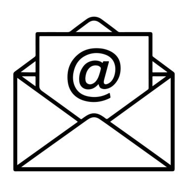 Açık bir zarfın, üzerinde sembol olan bir kağıt parçasını gösteren basit bir çizgi resim simgesi.