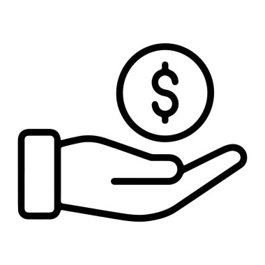 Bir dolar para tutan, maddi yardımı ya da ödemeyi temsil eden açık bir elin basit bir resim simgesi..