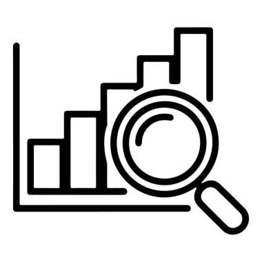 Basit bir çizgi çizimi, yükselen bir çubuk grafiğini inceleyen bir büyüteç gösterir.