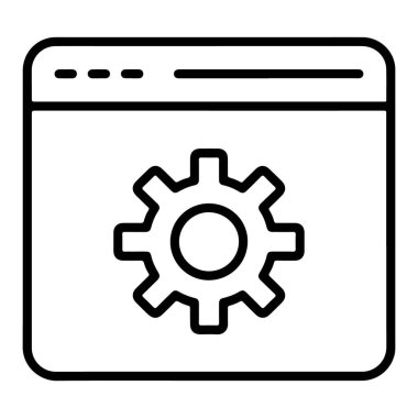 Tarayıcı penceresinin ayarlar için bir dişli sembolü gösteren basit bir çizgi resim simgesi.