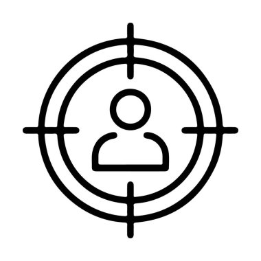 Bir insan siluetini hedef alan basit bir çizgi resim simgesi.
