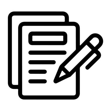 Yazmak ya da not almak için bir kağıt ya da belge gösteren basit bir satır sanatı simgesi.