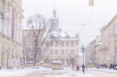 Bulanık kış arka plan şehir hayatı kötü hava yaşam tarzı blizzard Noel soğuk kar turist panorama eski şehrin düşüyor