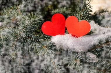 Ben yeni yıl Noel ağacı kavramı karda sen şekil seviyorum kış