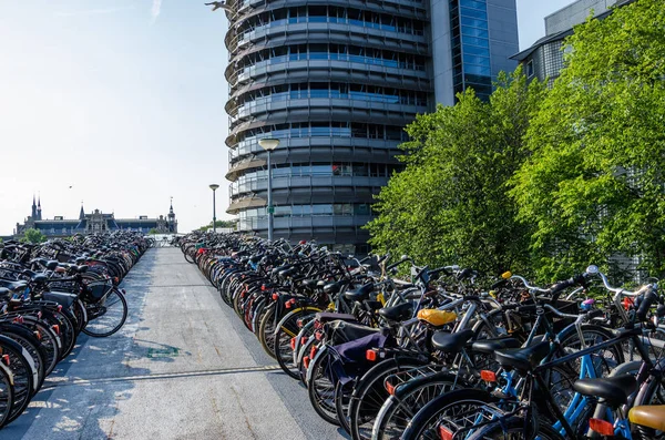 Aparcamiento Bicicletas Aire Libre Varios Pisos Países Bajos Amsterdam — Foto de Stock