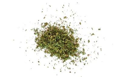 Thc ve Cbd ot esrar esrar ezilmiş tomurcukları, beyaz backg tıbbî izole