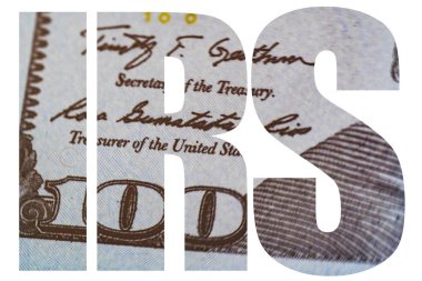 Ben Franklin'in yüzündeki bize 100 dolarlık banknot, IRS, Amerikan para makro yakın çekim