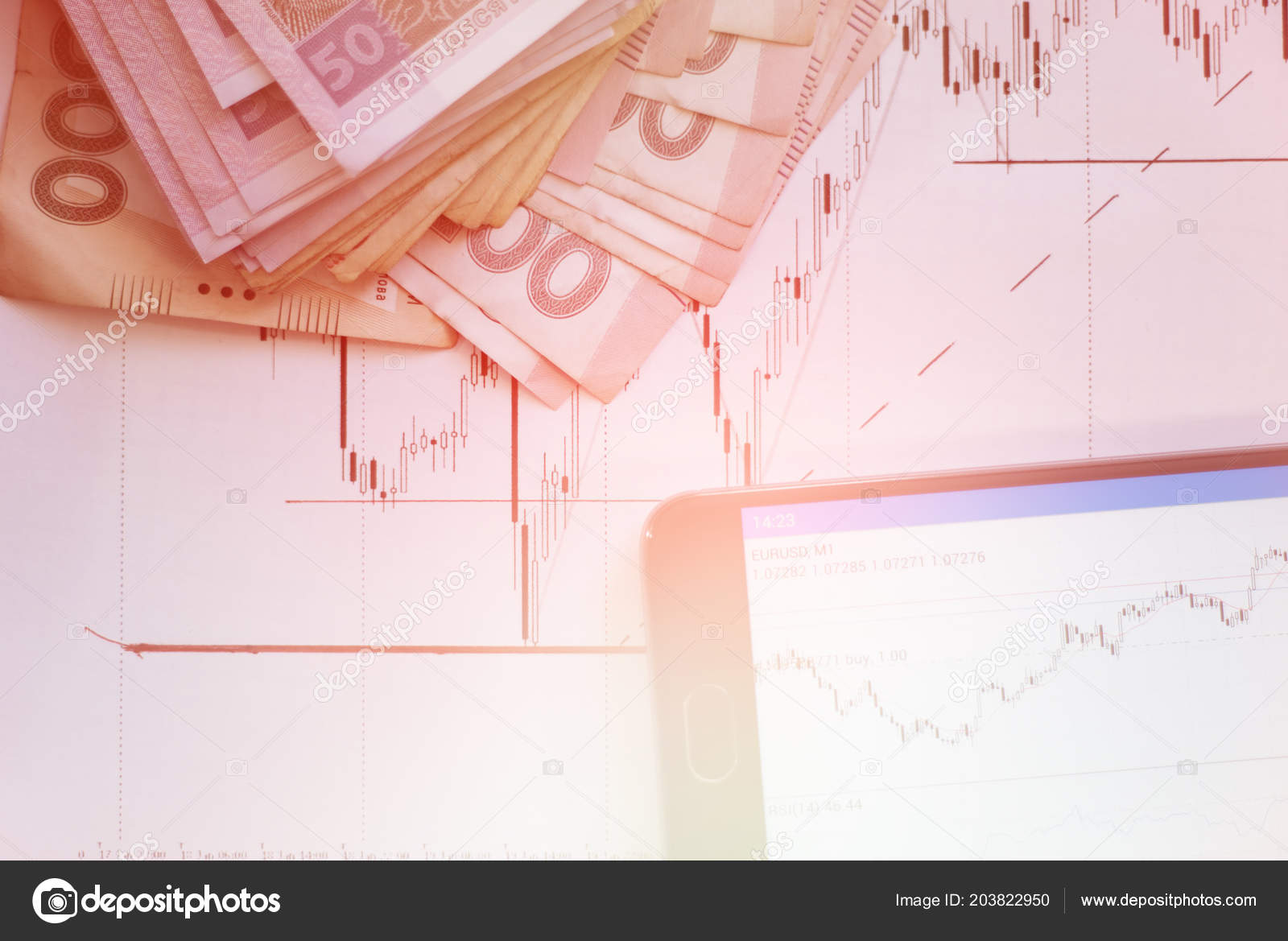 Stock Market Chart On Forex Charts And Money Live Online Screen - 