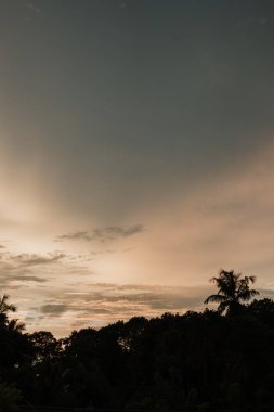 Tropiklerdeki bir sahil beldesinde güzel bir gün batımı