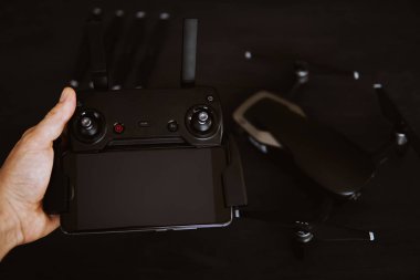 Renk dostum. Dronlar yaşam ve Sanayi kullanarak kavramı. Üstten görünüm yenilik fotoğraf kavramı.