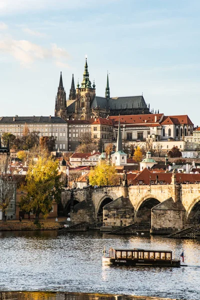 Castillo de Praga y Catedral de San Vito Vista panorámica, República Checa. Disparo vertical —  Fotos de Stock