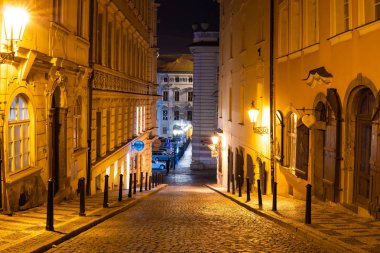 Gece Avrupa şehir mimarisi Antik Avrupa şehir Prag