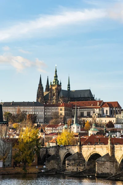 Castillo de Praga y Catedral de San Vito Vista panorámica, República Checa. Disparo vertical —  Fotos de Stock