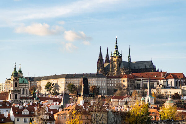 Prague Castle and Saint Vitus Cathedral Panoramic view, Czech Republic.