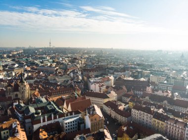 Hava dron görünümü Antik Avrupa Şehir'in mimaride Prag