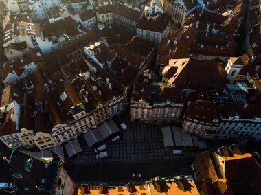 Hava dron görünümü Antik Avrupa Şehir'in mimaride Prag