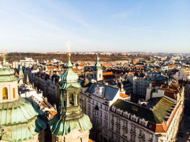 Hava dron görünümü Antik Avrupa Şehir'in mimaride Prag