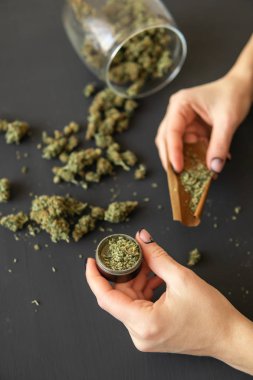 esrar kullanımı kavramı. Öğütücü ile esrar künt yakın. Yakın yukarı kadın bir esrar eklem Rolling. Kadın hazırlanması ve esrar esrar eklem haddeleme.