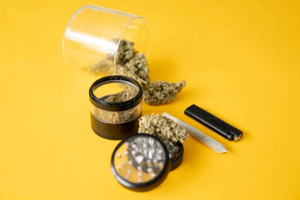 Pot Laat Knoppen Cannabis Wiet Knop Molen Sativa Indica Medische — Stockfoto