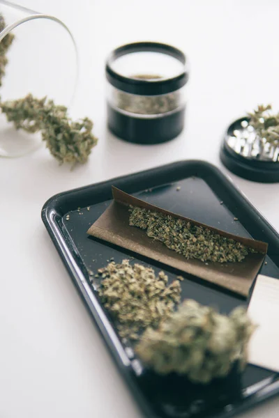 Marijuana Natural Bud Thc Cbd Pote Parte Botões Cannabis Erva — Fotografia de Stock