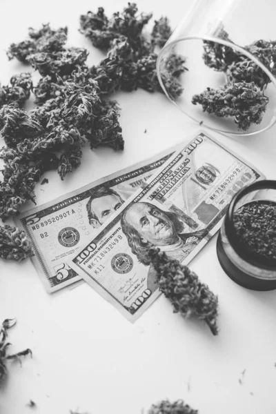 Mercado Negro Dinheiro Cannabis Cannabis Economia Dinheiro Erva Daninha Saúde — Fotografia de Stock