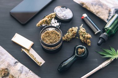 Kenevir tomurcukları için CBD ve THC. Makro kenevir ot tomurcuklanır