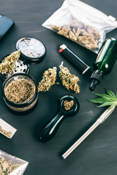 Cannabislegalisering Marijuana Rökrör Makro Cannabis Knopp — Stockfoto