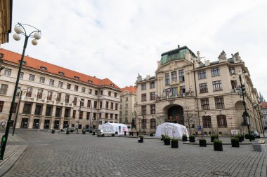 Prag manzarası. Prag 'ın Eski Şehir' deki detayları. Çek Cumhuriyeti .
