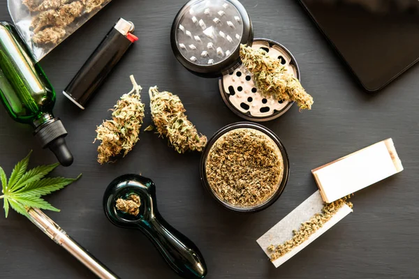 Cbd Och Thc Knoppar Cannabis Makro Cannabis Knoppar Ogräs — Stockfoto