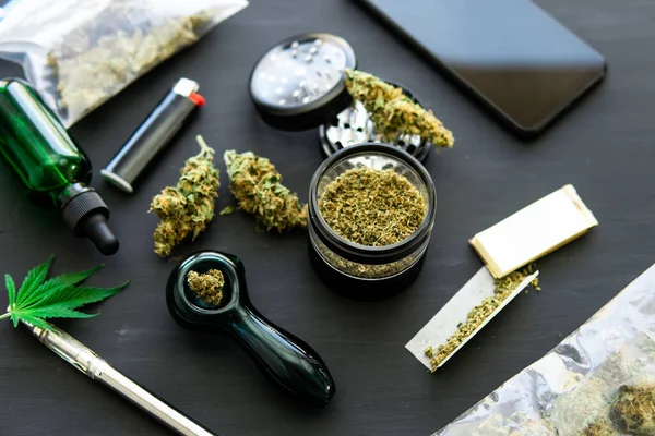 Cbd Thc Rügyeken Kannabiszban Macro Cannabis Bimbó — Stock Fotó