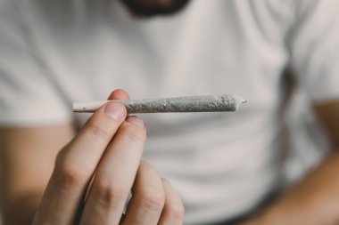 Marihuana sararken. Esrar mekanı. Esrar kullanımı kavramı. Hazırlanıyor ve yuvarlanıyor Marihuanayı öğütücüyle kapatın.