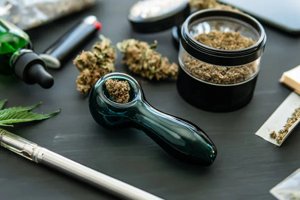 Cbd Thc Rügyeken Kannabiszban Macro Cannabis Bimbó — Stock Fotó