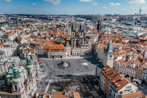 Staroměstské Náměstí Týnským Kostelem Pohled Prahu Detail Prahy Starém Městě — Stock fotografie