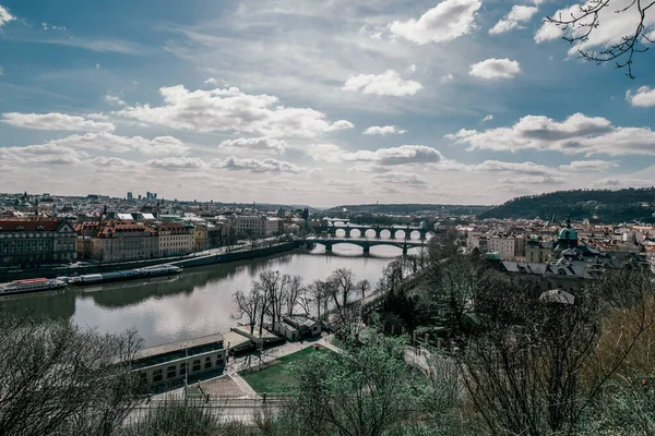 Blick Auf Prag Karlsbrücke Über Die Moldau Detail Aus Dem — Stockfoto