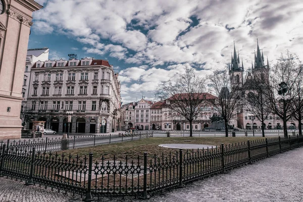 Rynek Starego Miasta Kościołem Tyn Widok Pragę Szczegóły Pragi Starym — Zdjęcie stockowe