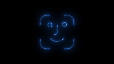 Bu, yüz tanıma teknolojisini temsil eden bir dizi animasyon neon ikonu. Simgeler çeşitli parlak renklerde görünür ve koyu bir arkaplanda canlandırma yapar, güvenlik, teknoloji ve dijital kimlikle ilgili kavramlar için mükemmeldir.