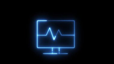 Bu 4K döngü hareketi grafiksel video dinamik kalp atış çizgilerine sahip soyut neon monitör simgelerinden oluşan canlı bir set içerir. Tıbbi, teknolojik veya gelecekteki animasyonlar için harikadır..