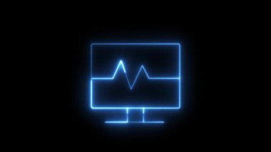 Karanlık bir arkaplan üzerinde soyut bir çizgi grafiği gösteren, veri analizi, teknoloji ve finansal eğilimleri temsil eden bir bilgisayar monitörünün döngü mavisi animasyonu.