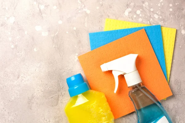 Cleaning set. Spring clean up. On grey background