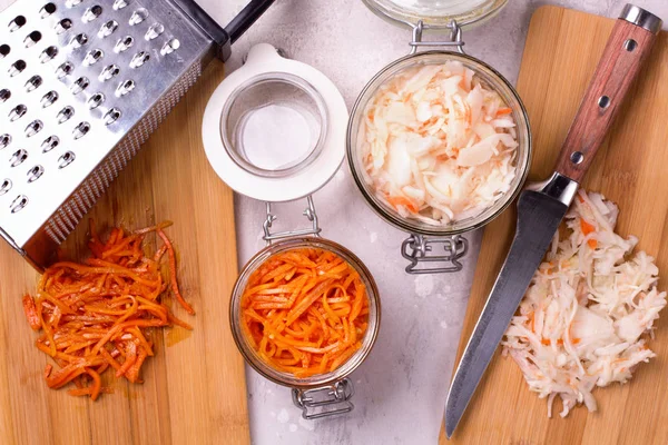 Jars of fermented vegetables.