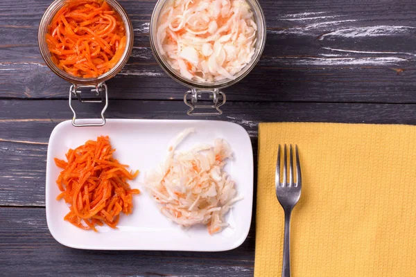 Jars of fermented vegetables.