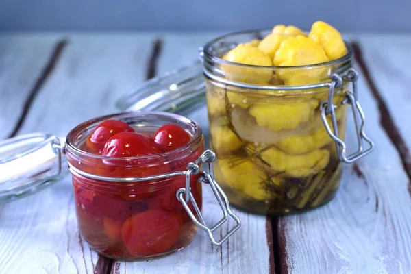 Jars of fermented vegetables. — Stock Photo, Image