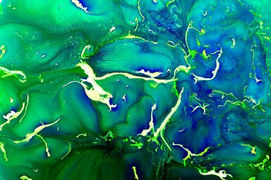 Akrilik boyalar karışımı soyut sıvı mermer doku sıvı sanatı. Derin renkli arka plan