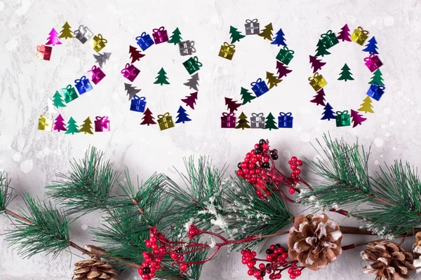Yeni yıl süslemeleri. Üst te. Yeni Yıl 2020 konsepti.