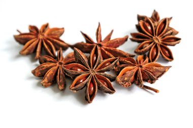 Yıldız anason beyaz bir arka plan üzerinde closeup