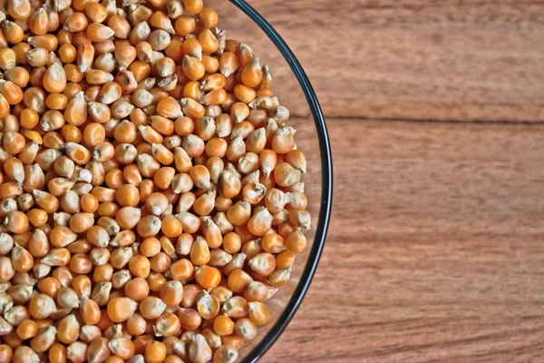 Palomitas Maíz Tazón Sobre Una Mesa Madera — Foto de Stock