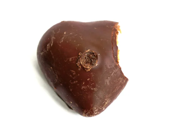 巧克力覆盖姜饼饼干与咬痕 — 图库照片