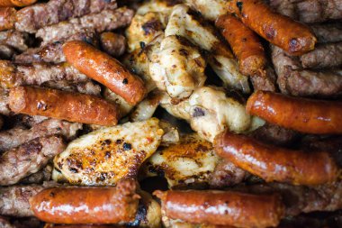 Karışık et barbekü yakın çekim