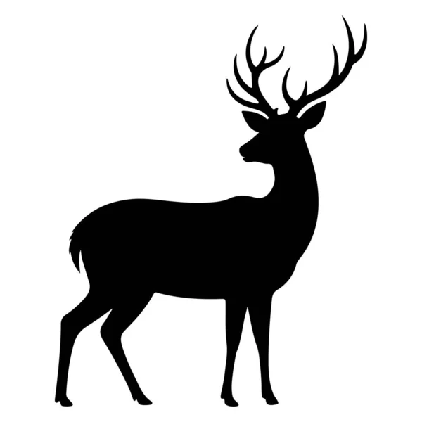 Geyik Silueti Vektörü Boynuzlu Vahşi Hayvan Çizimi